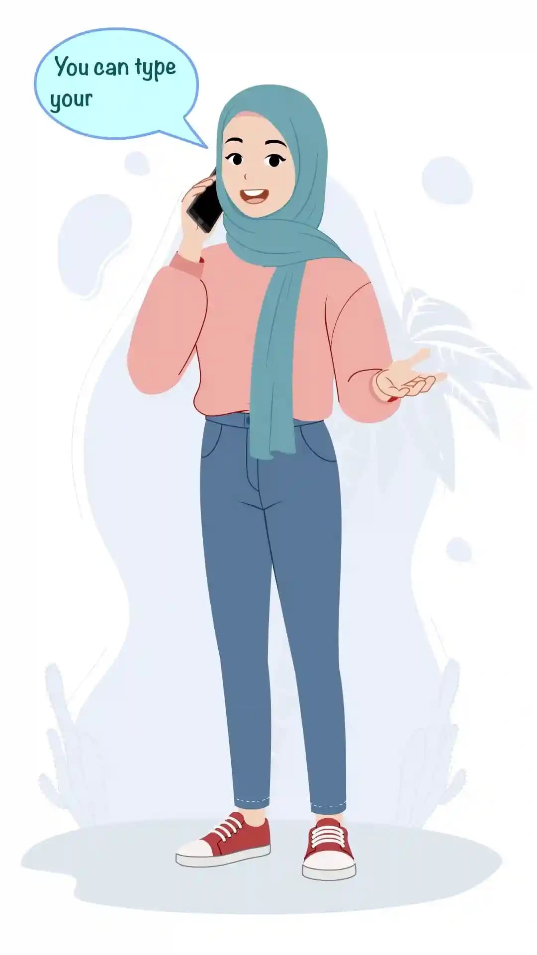 Pretty Hijab Girl Talking on Phone Animated Vector Cartoon Character AKA Nazma