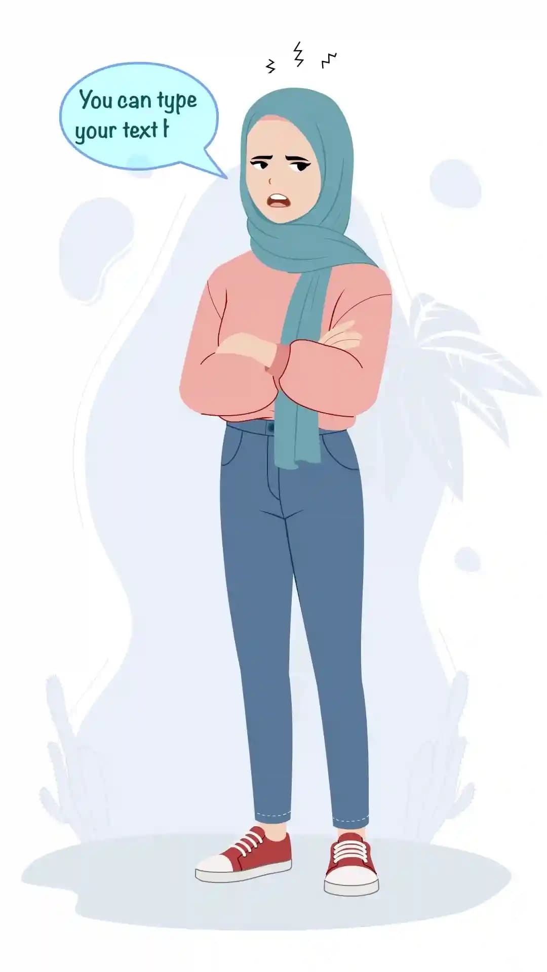 Pretty Hijab Girl Annoyed Animated Vector Cartoon Character AKA Nazma