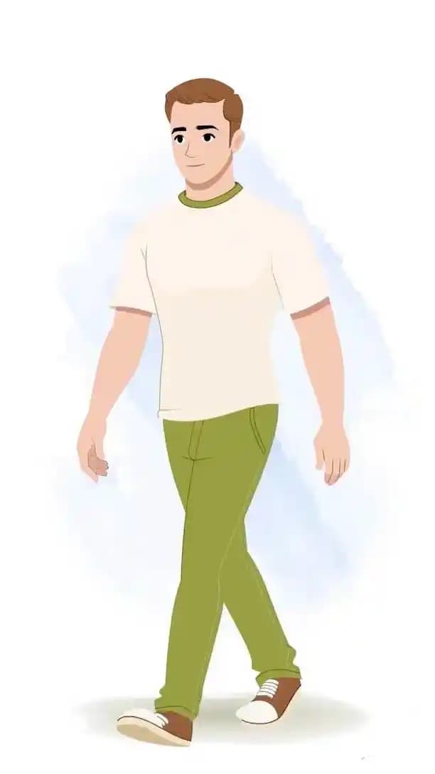 A 2d cartoon casual man animated character walk cycle vector AKA Andros