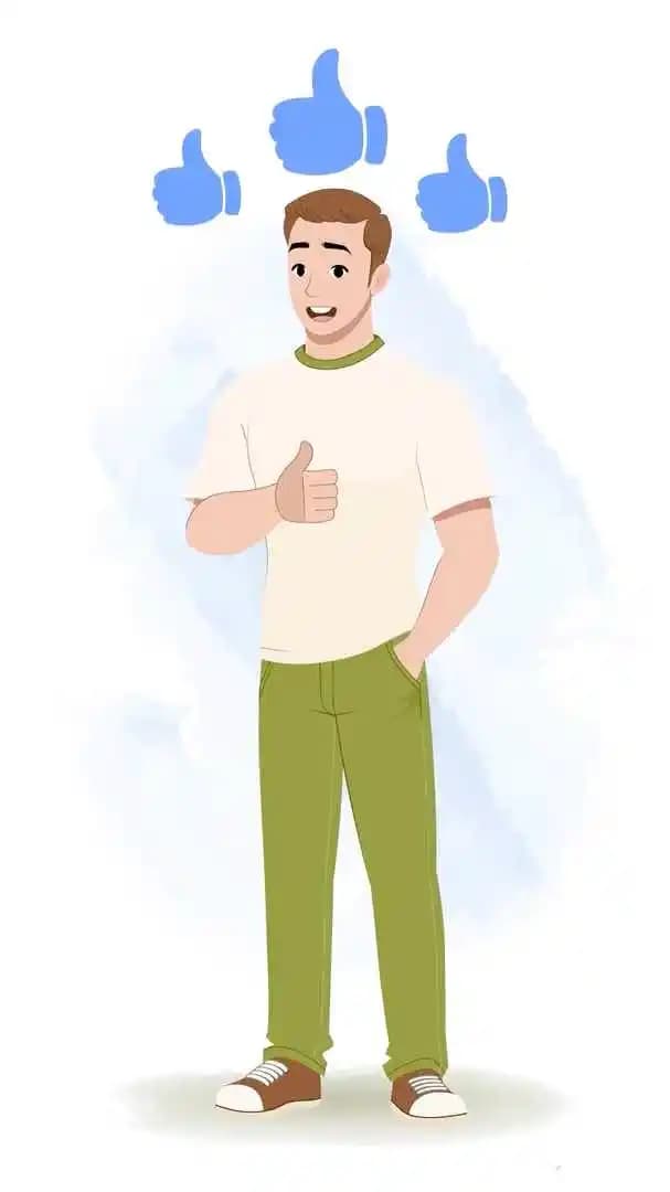 A 2d cartoon casual man animated character doing thumbs up vector  AKA Andros