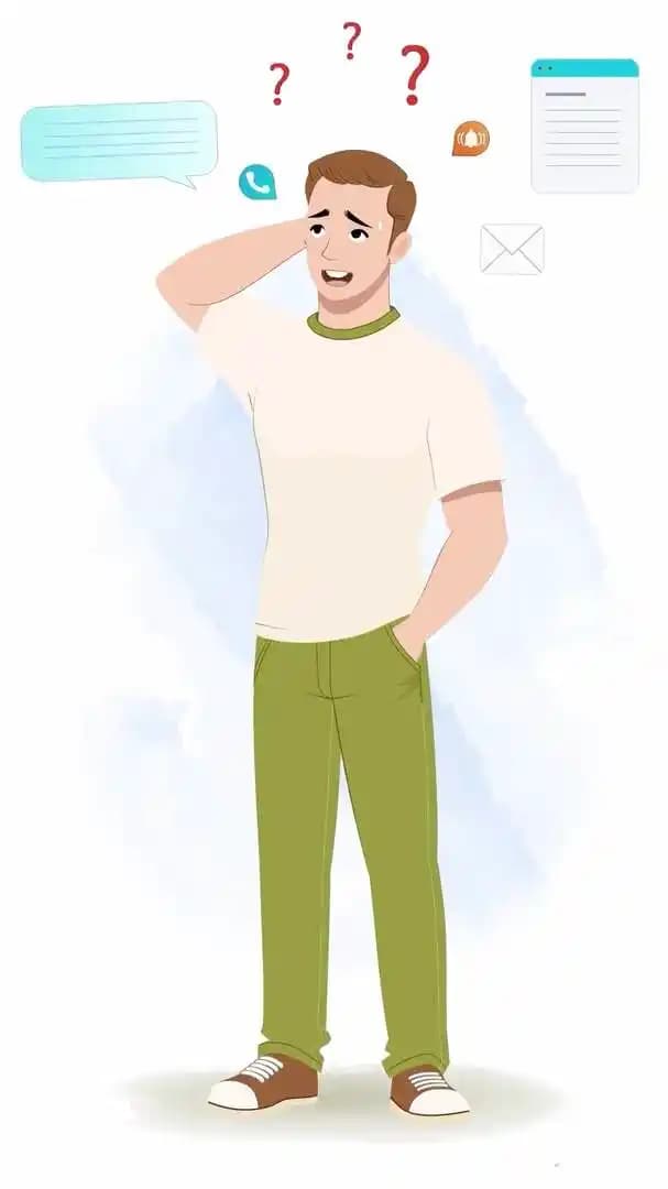 A 2d cartoon casual man animated character nervous pose vector AKA Andros