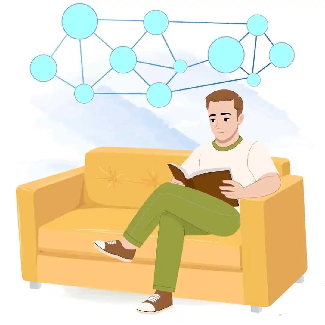 A 2d cartoon casual man animated character reading book vector AKA Andros