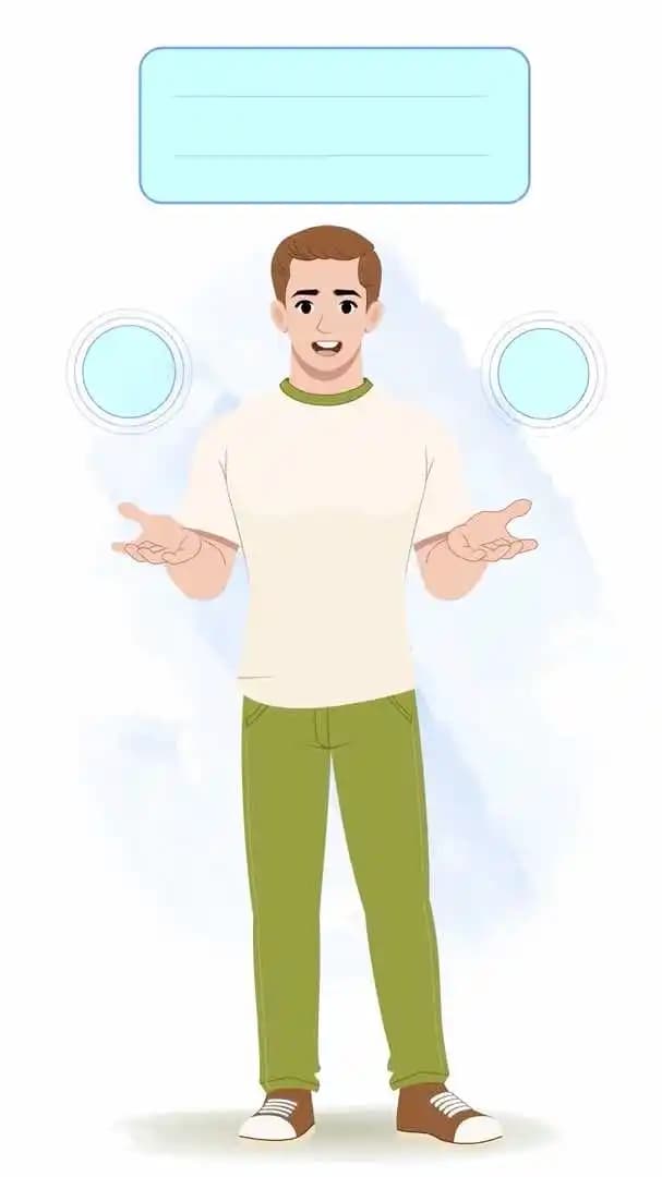 A 2d cartoon casual man animated character talking pose vector AKA Andros