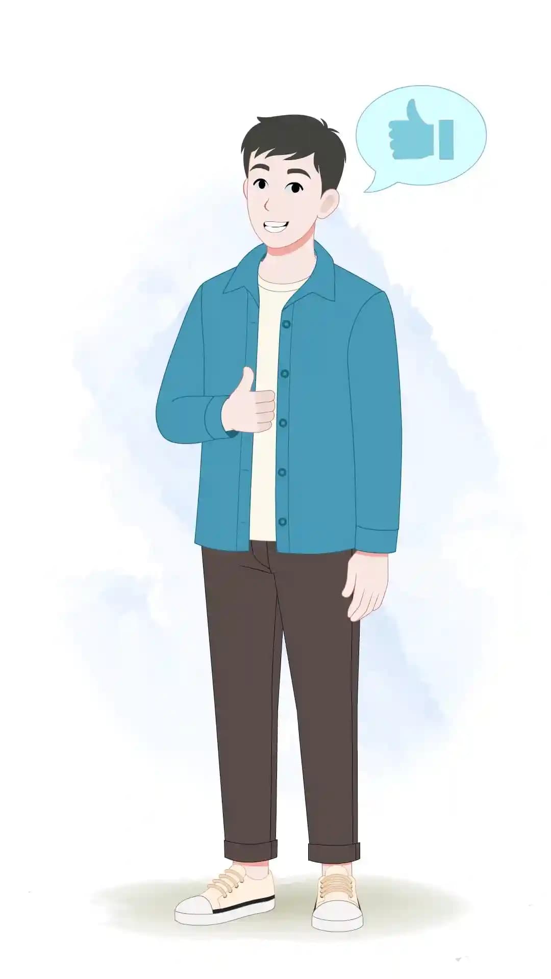 Casual man Thumbs up animated vector cartoon character AKA daniel