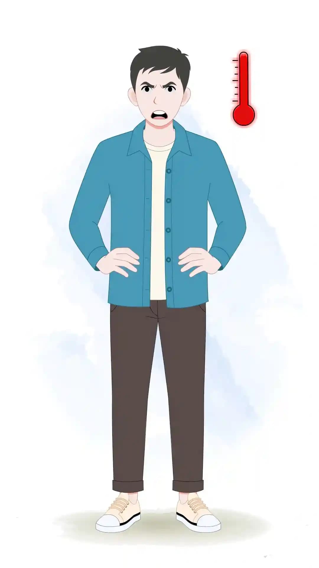 Casual man front angry animated vector cartoon character AKA Daniel