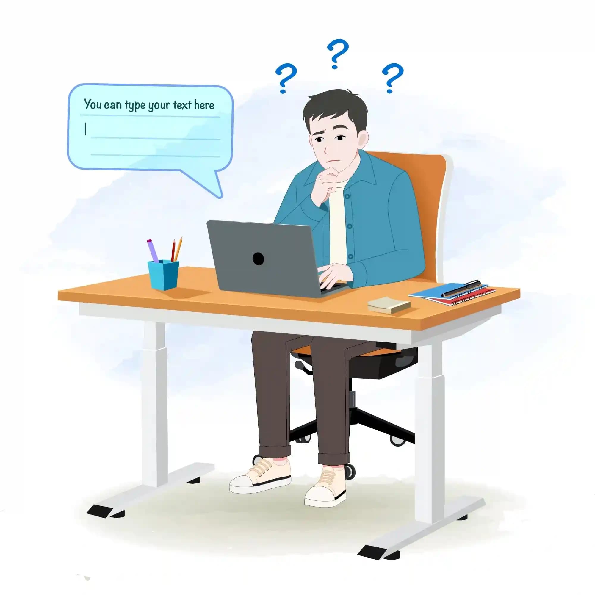 Casual man Sitting And thinking animated vector cartoon character AKA Daniel