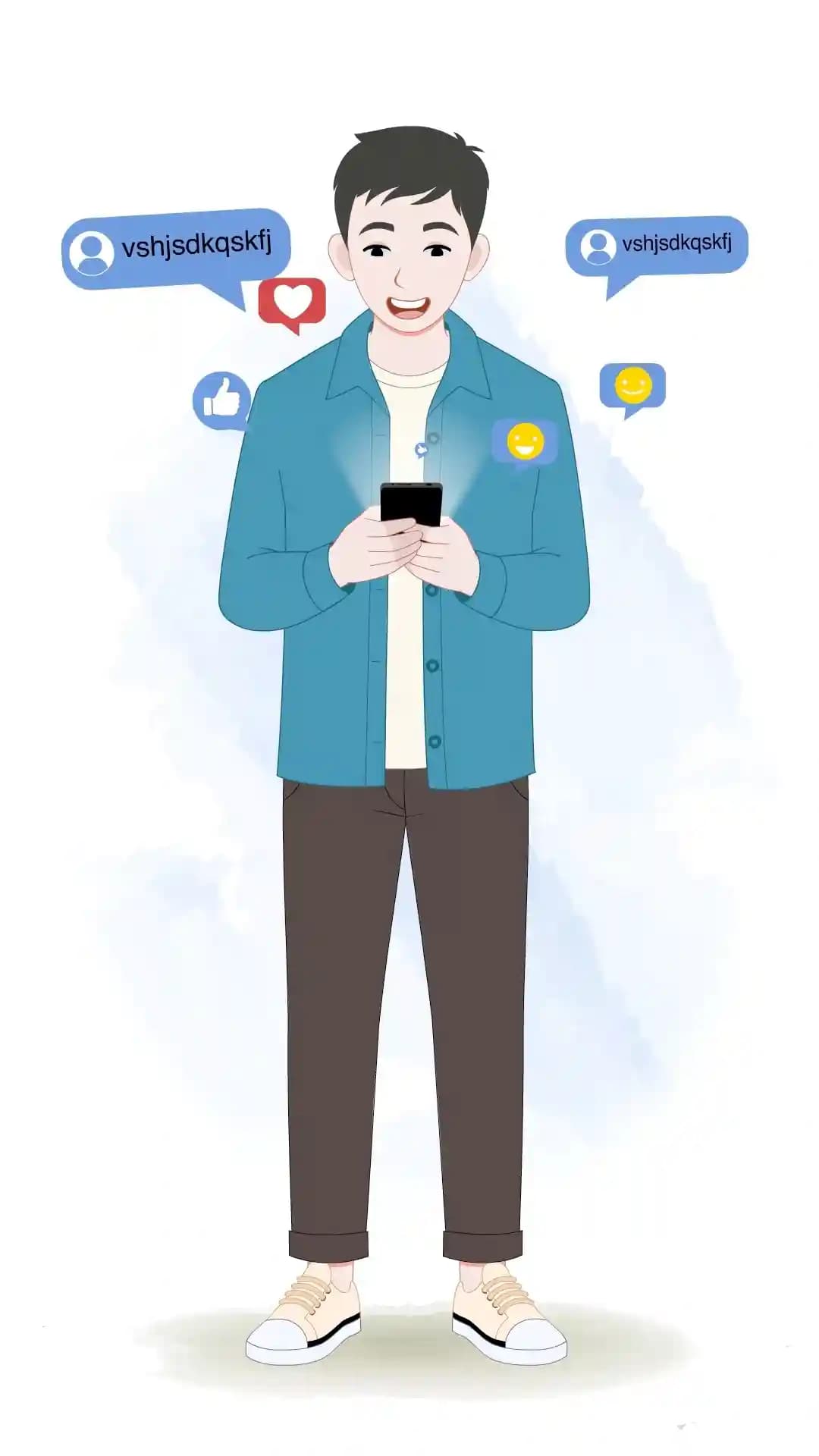 Casual man Using Mobile animated vector cartoon character AKA Daniel
