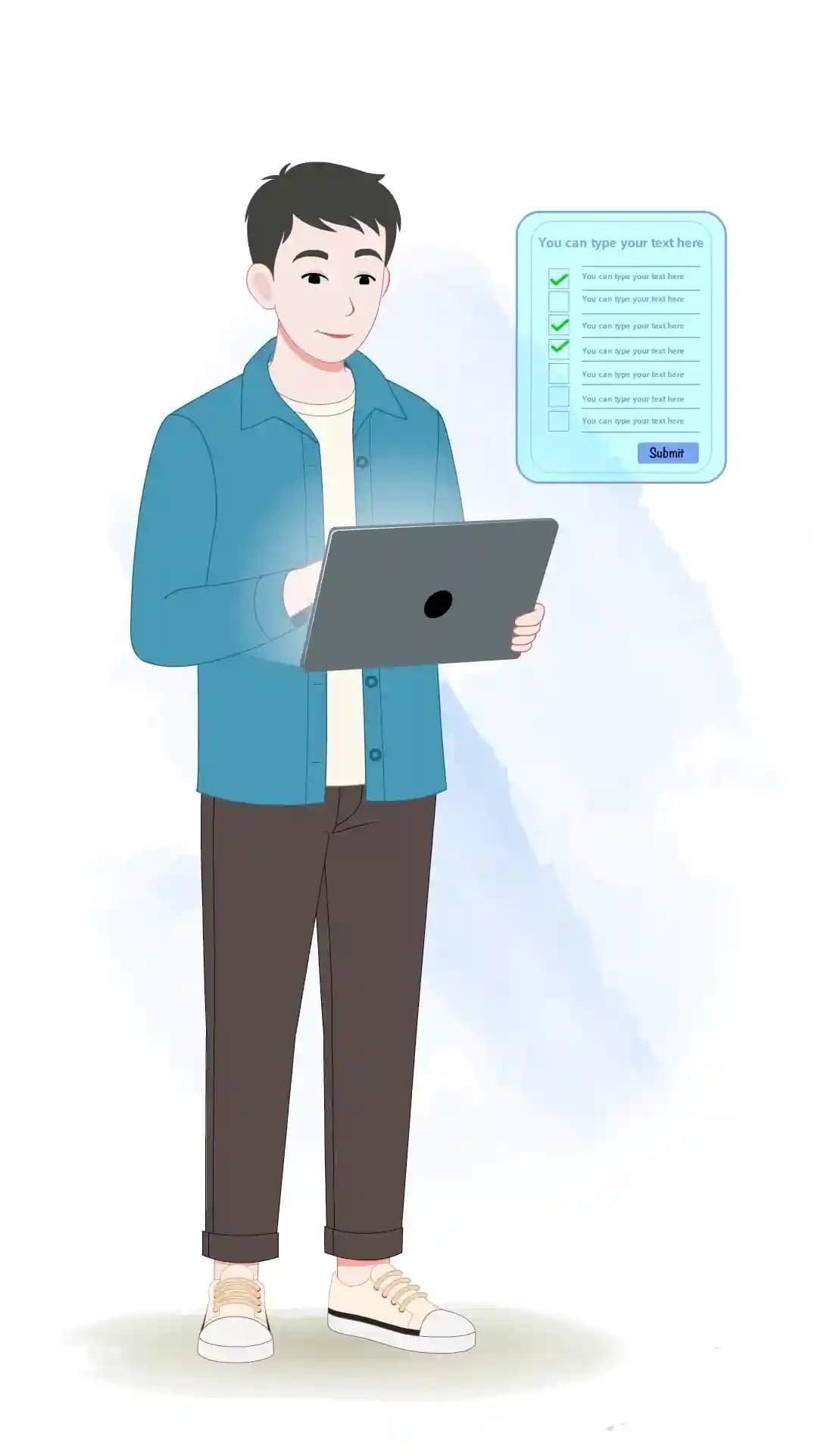 Casual man Using Tablet animated vector cartoon character AKA Daniel