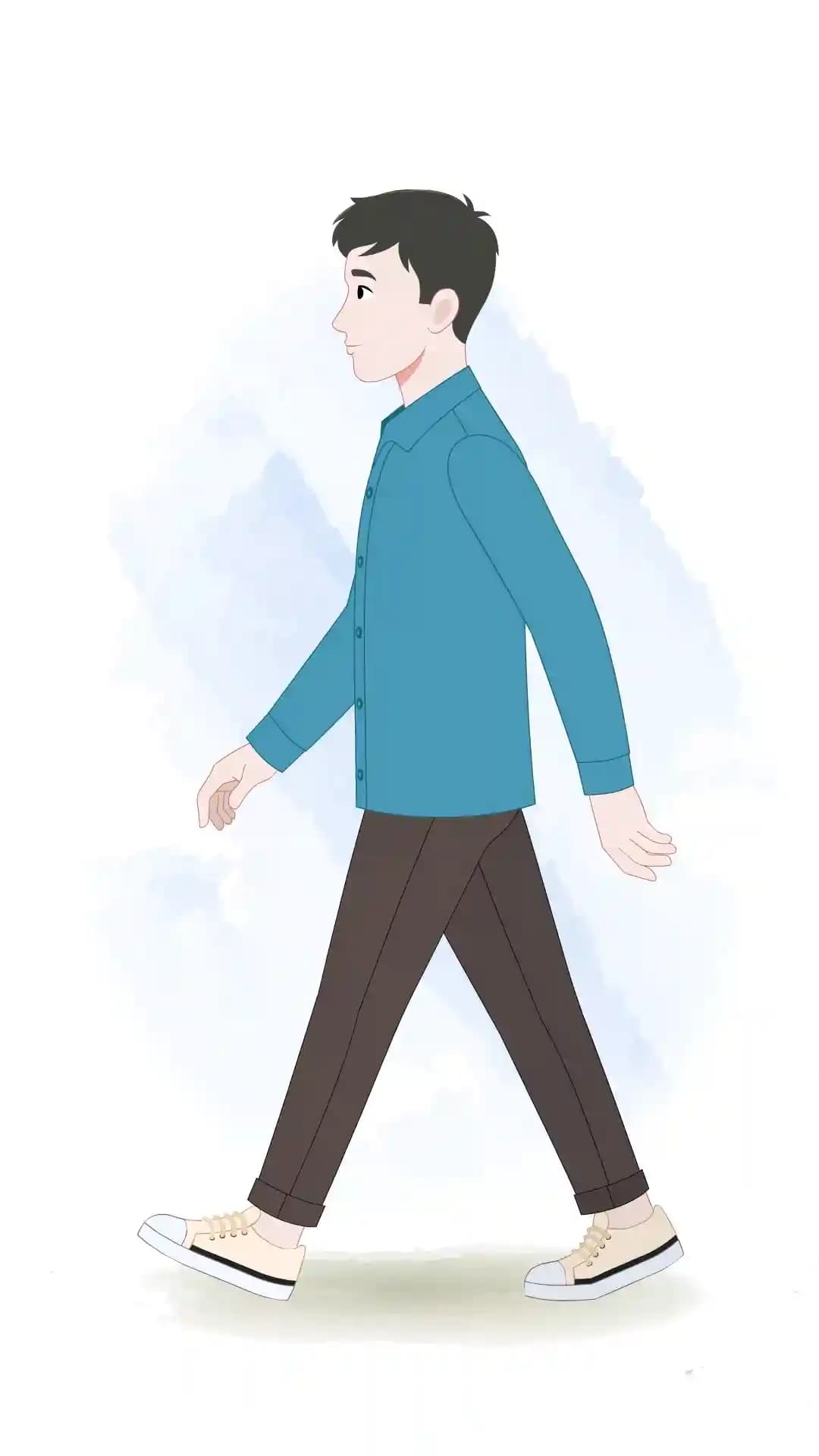 Casual man Side Walk animated vector cartoon character AKA Daniel