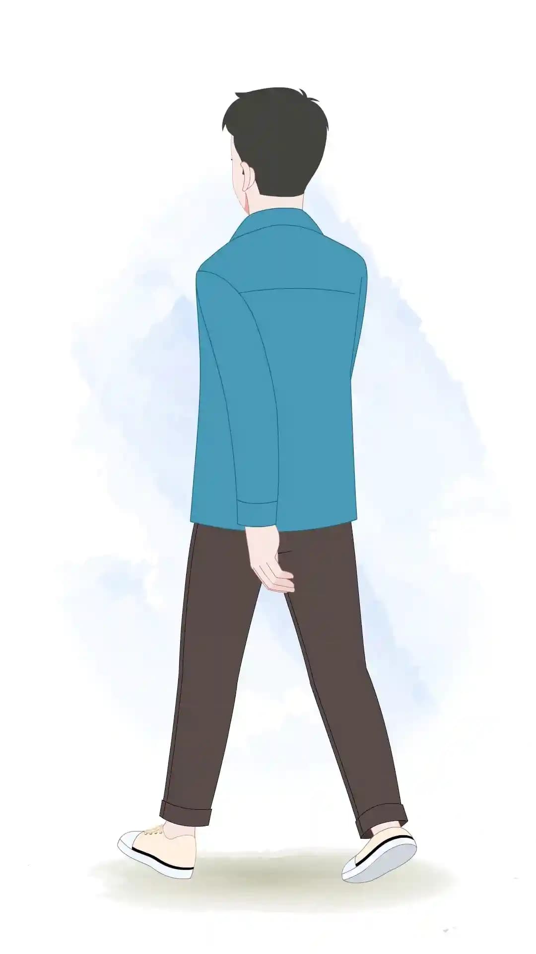 Casual man Backthird Walking animated vector cartoon character AKA Daniel