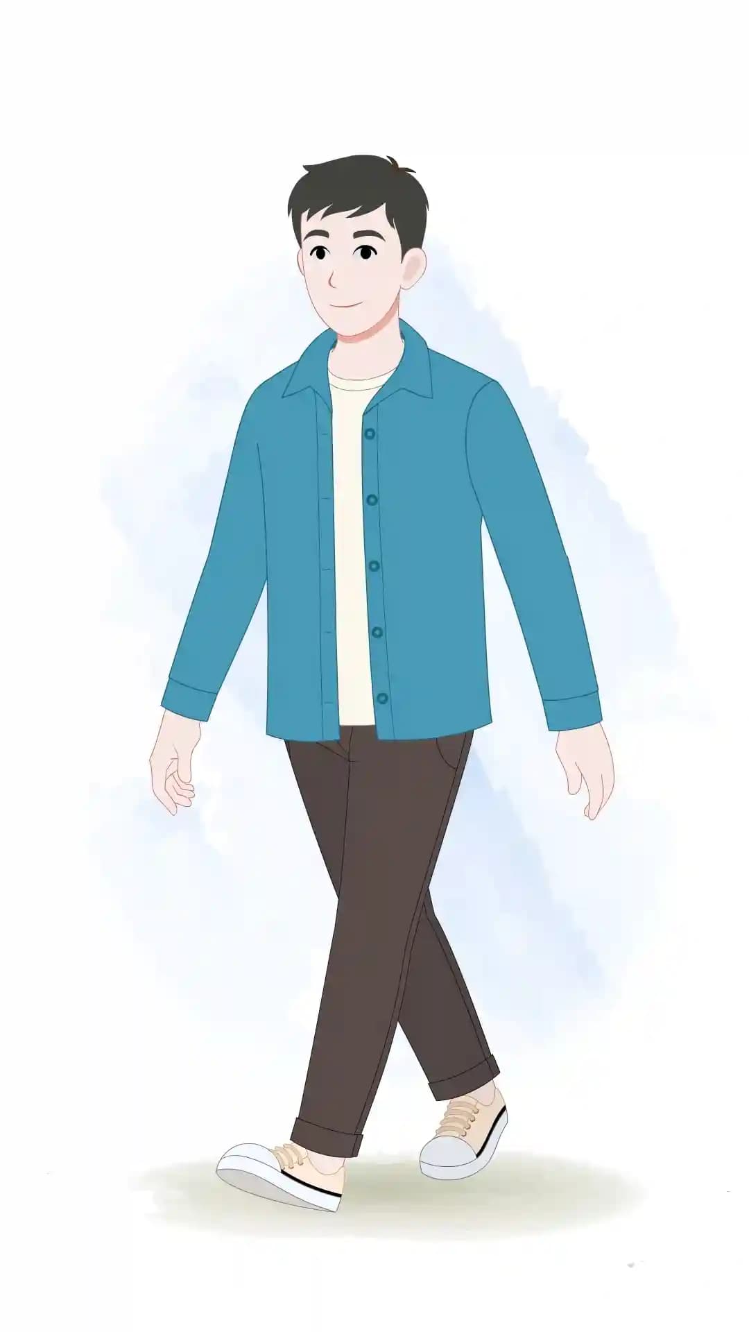 Casual man Onethird Walk animated vector cartoon character AKA Daniel