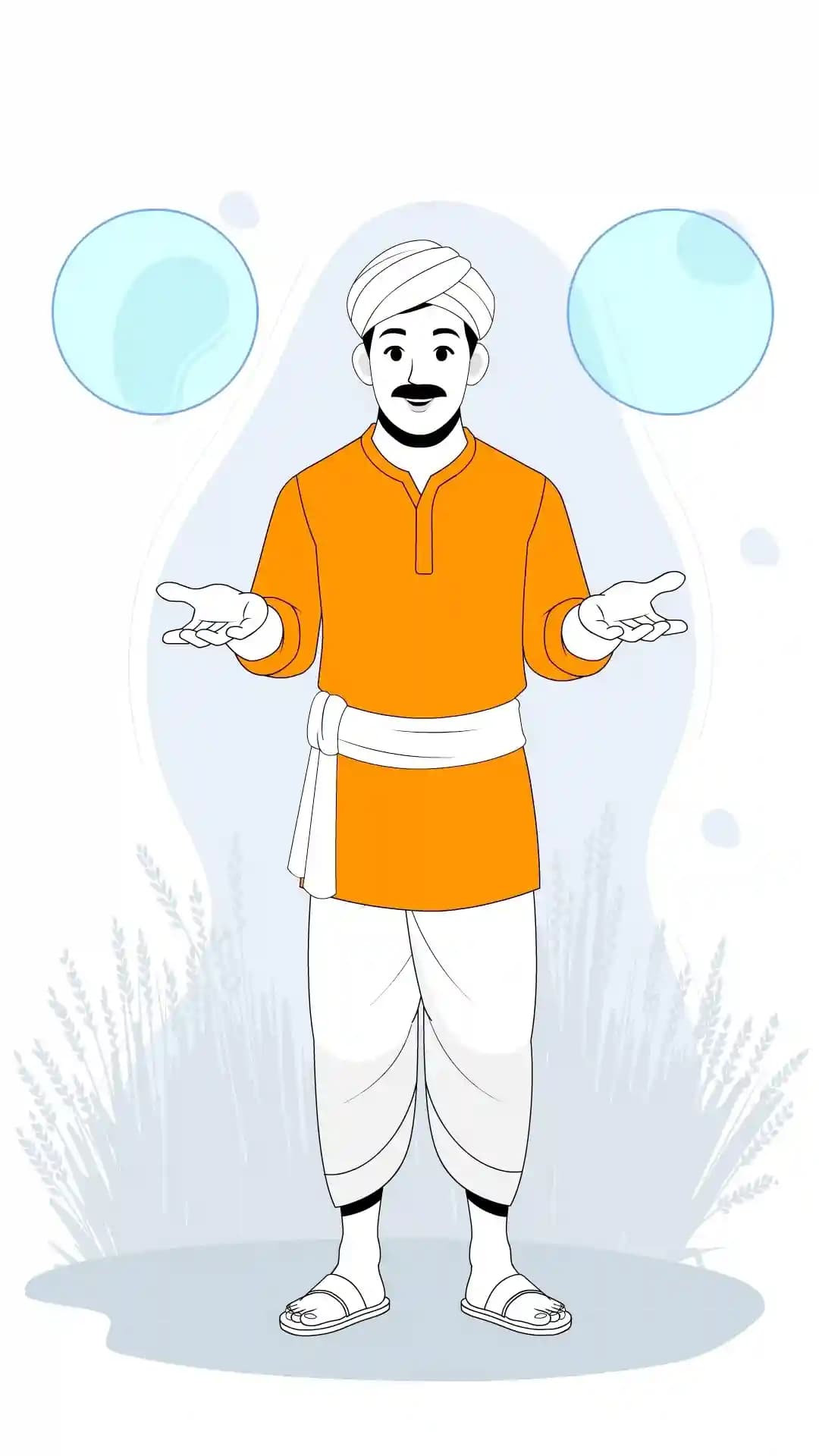 Indian villager man front talking animated vector cartoon character AKA Vijay