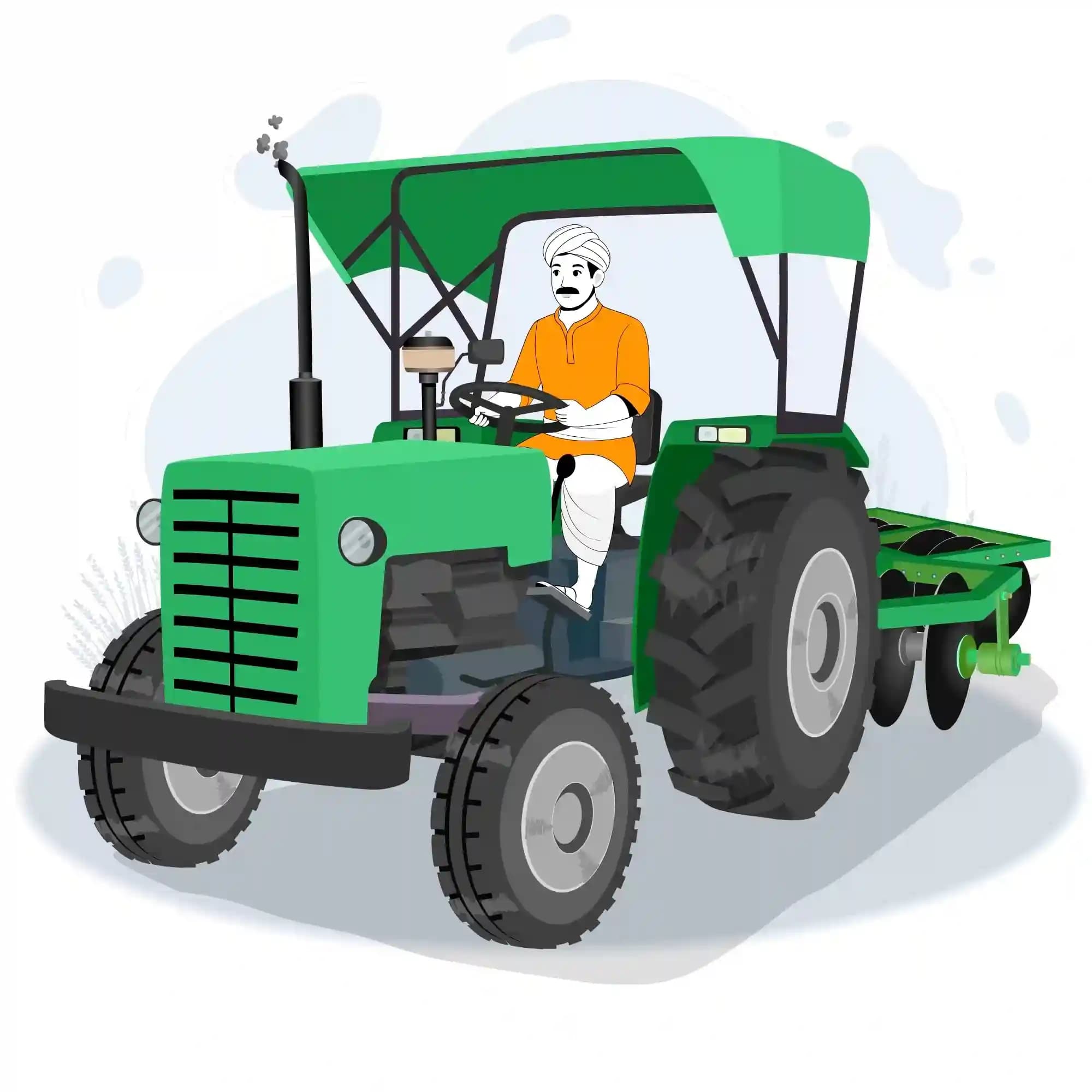 Indian villager man Tractor with harrow animated vector cartoon character AKA Vijay