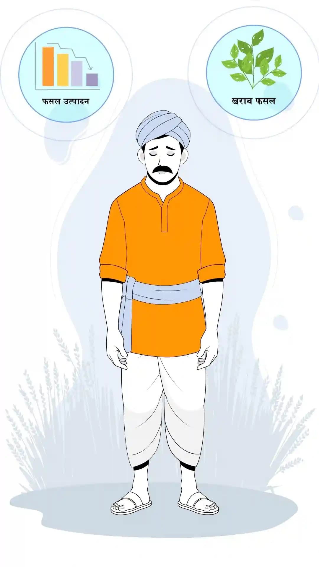 Indian villager man front sad animated vector cartoon character AKA Vijay