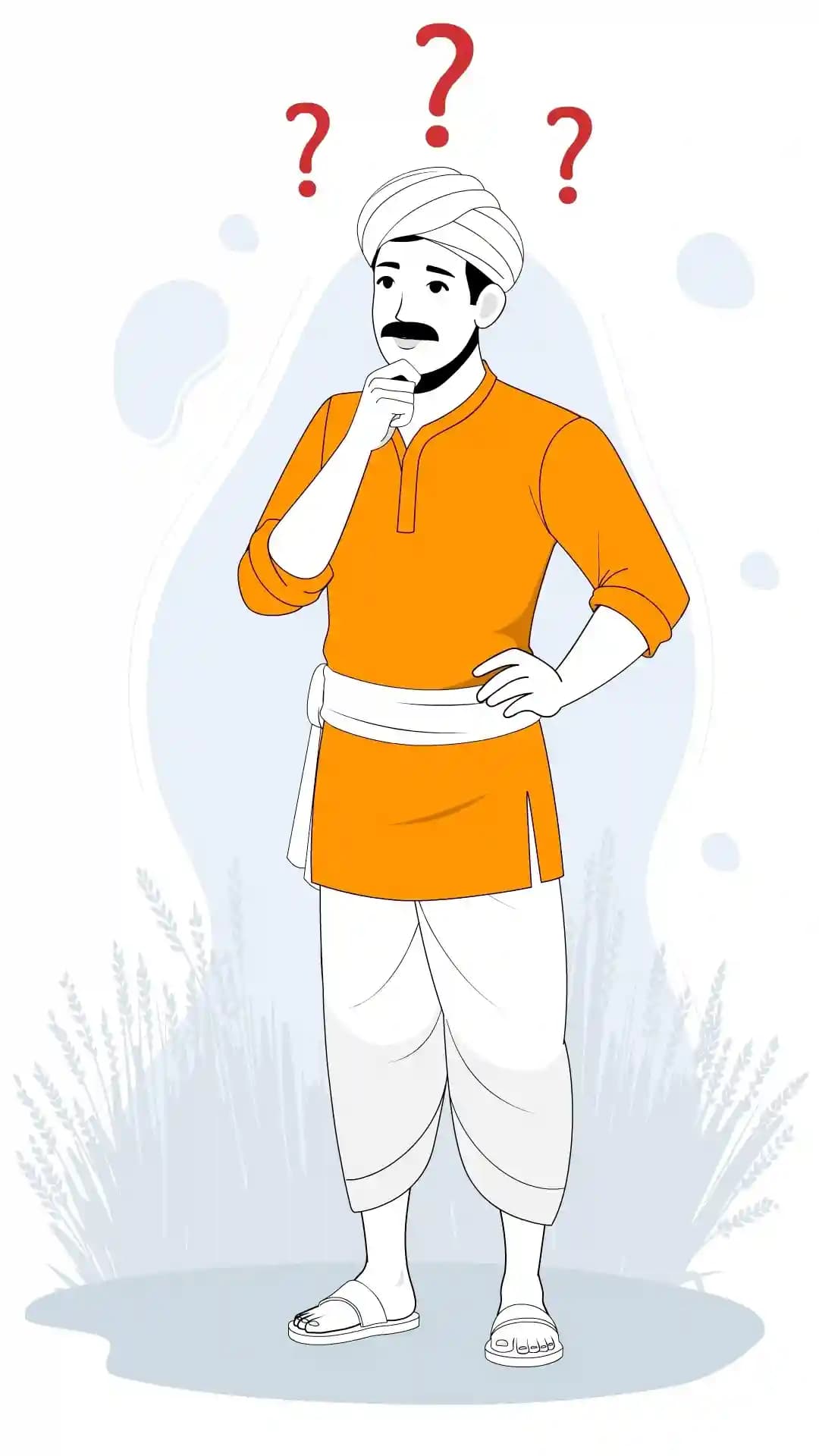 Indian villager man thinking animated vector cartoon character AKA Vijay