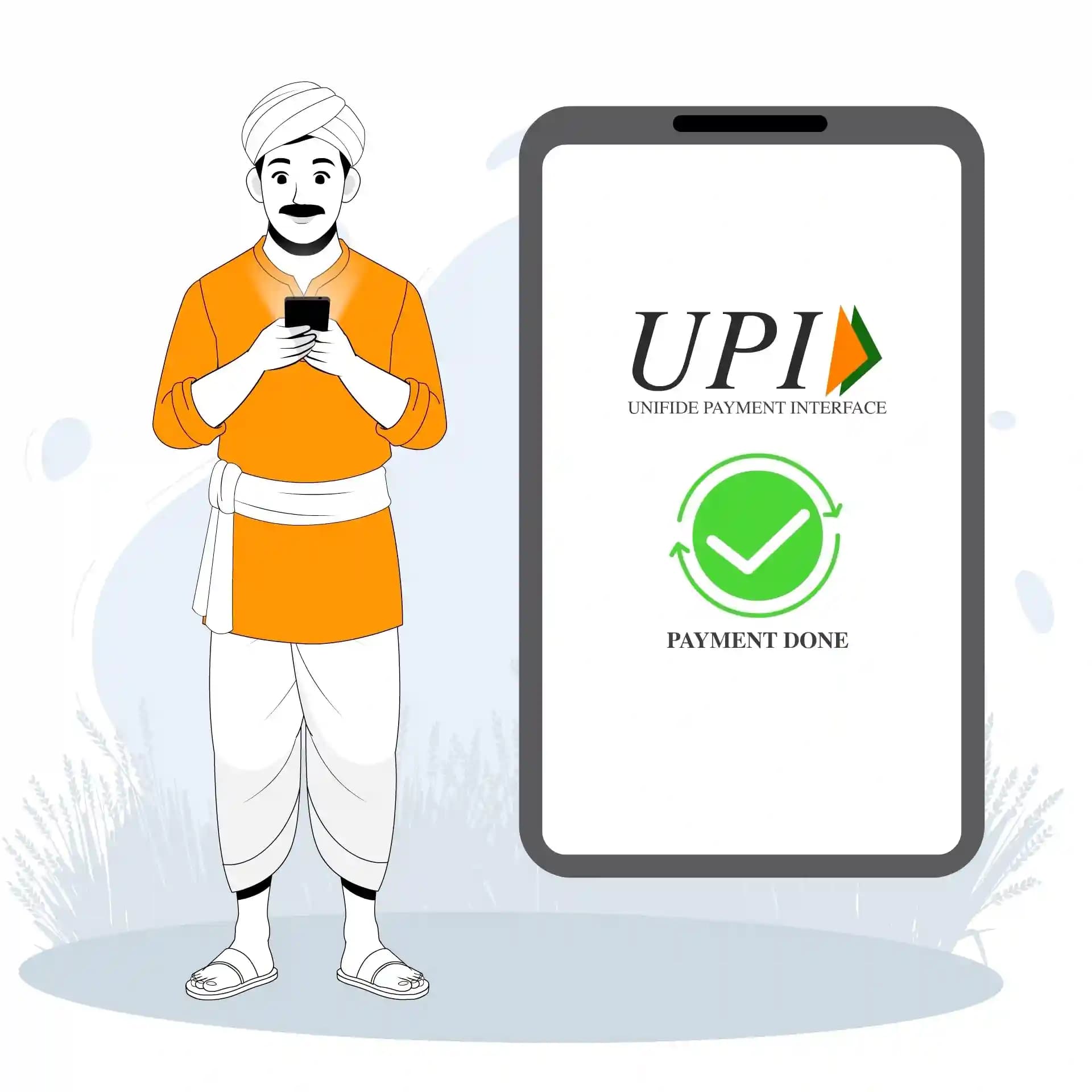 Indian villager man doing online payment animated vector cartoon character AKA Vijay