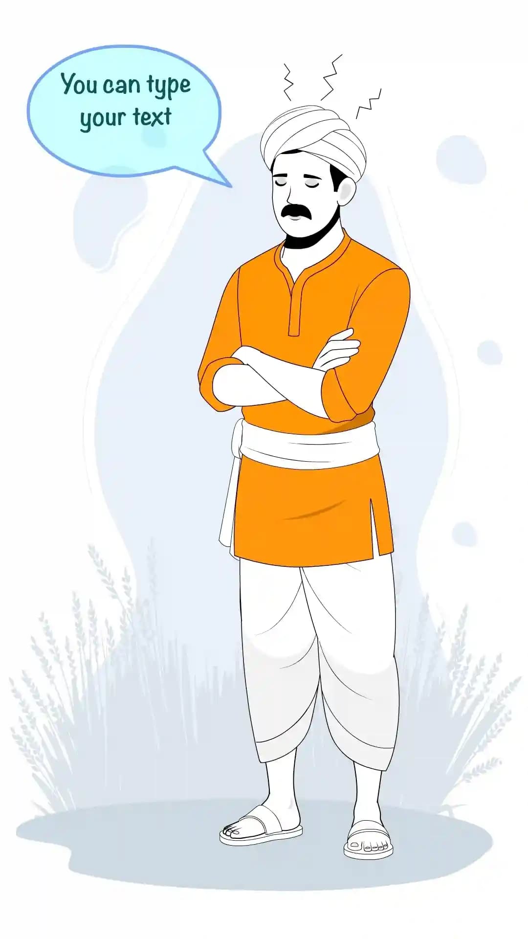 Indian villager man Annoyed animated vector cartoon character AKA Vijay