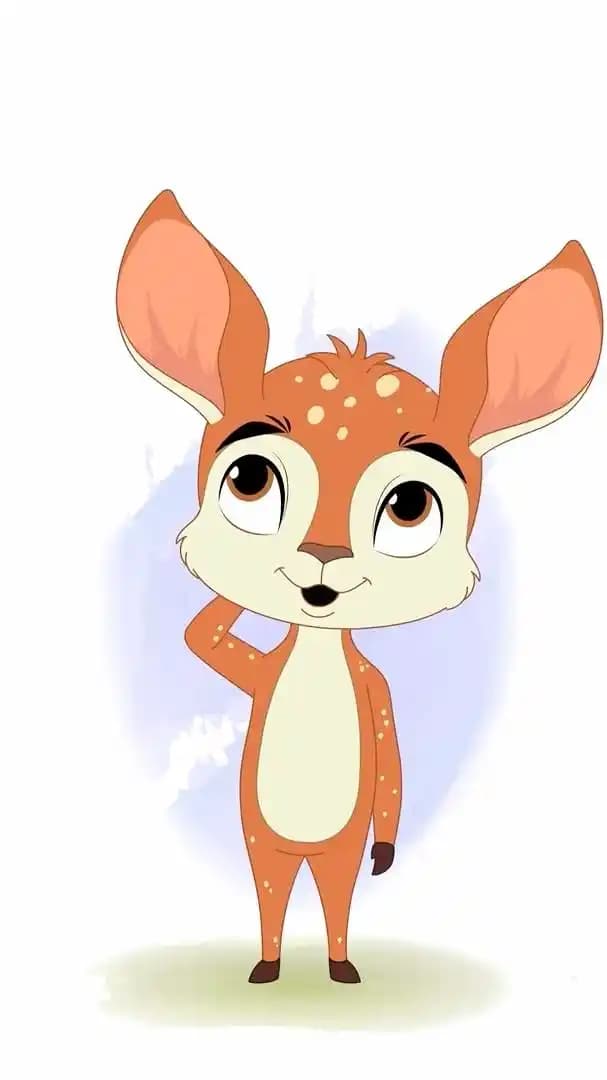 A 2d deer cartoon character confused animated vector pose AKA Dery The Antilope