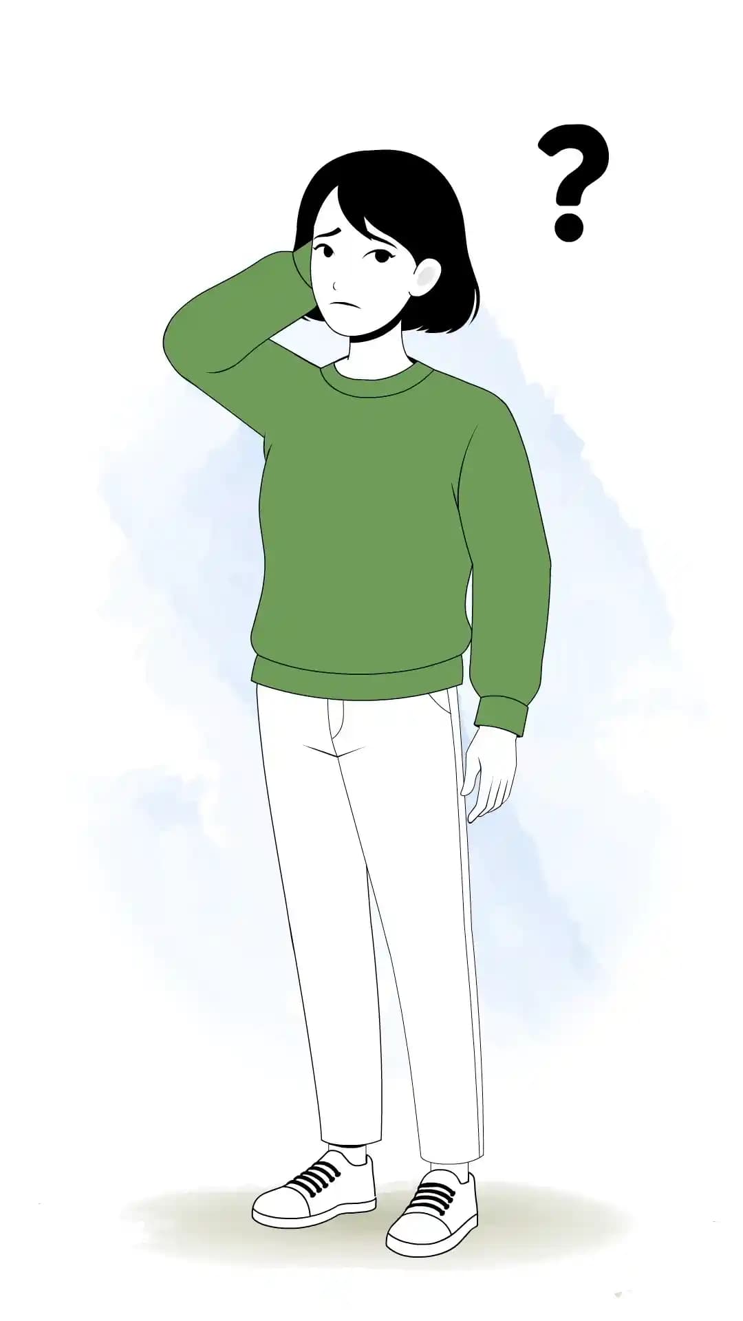 Young girl Confused animated vector cartoon character AKA Sinhari