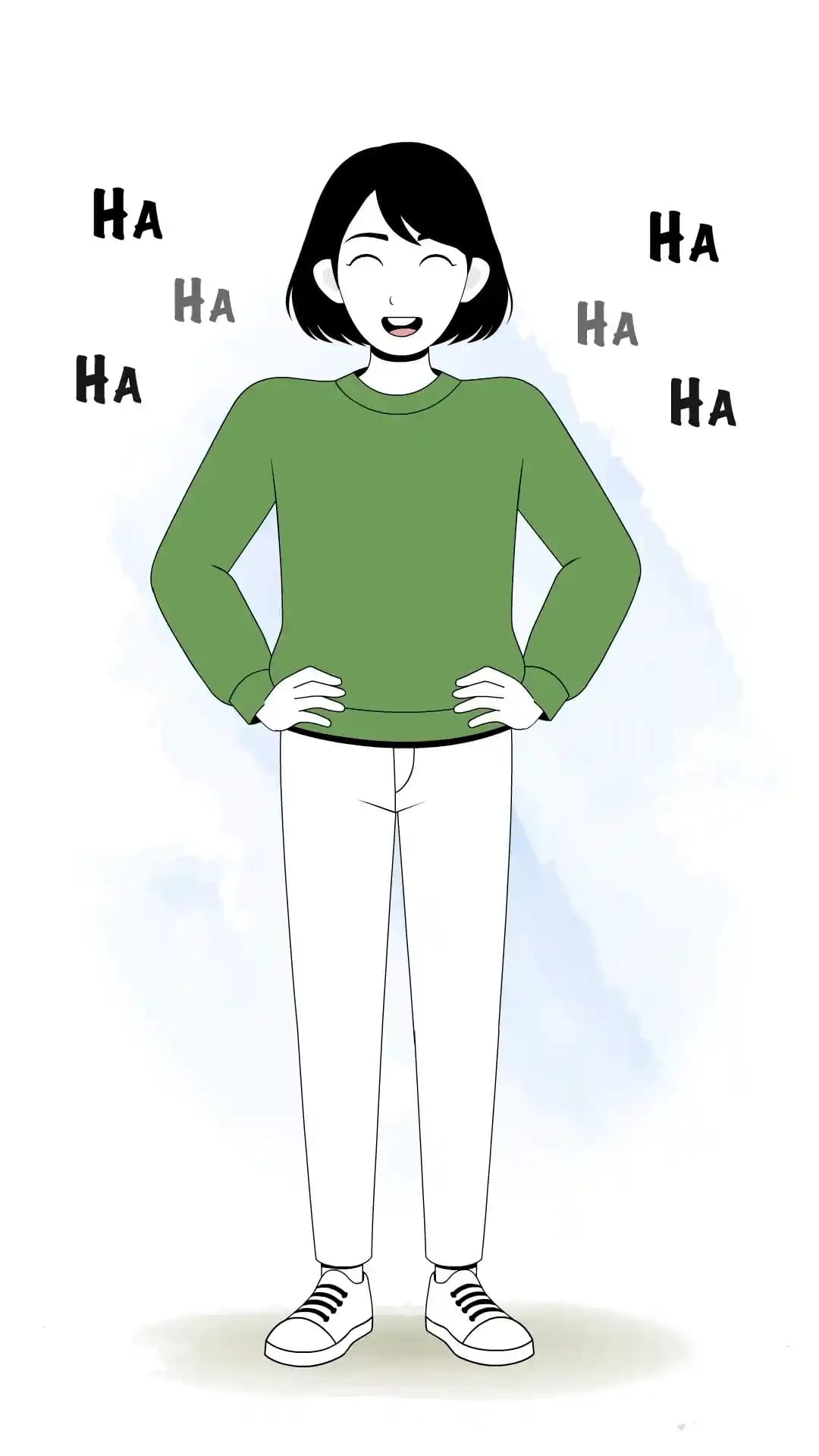 Young girl laughing animated vector cartoon character AKA Sinhari