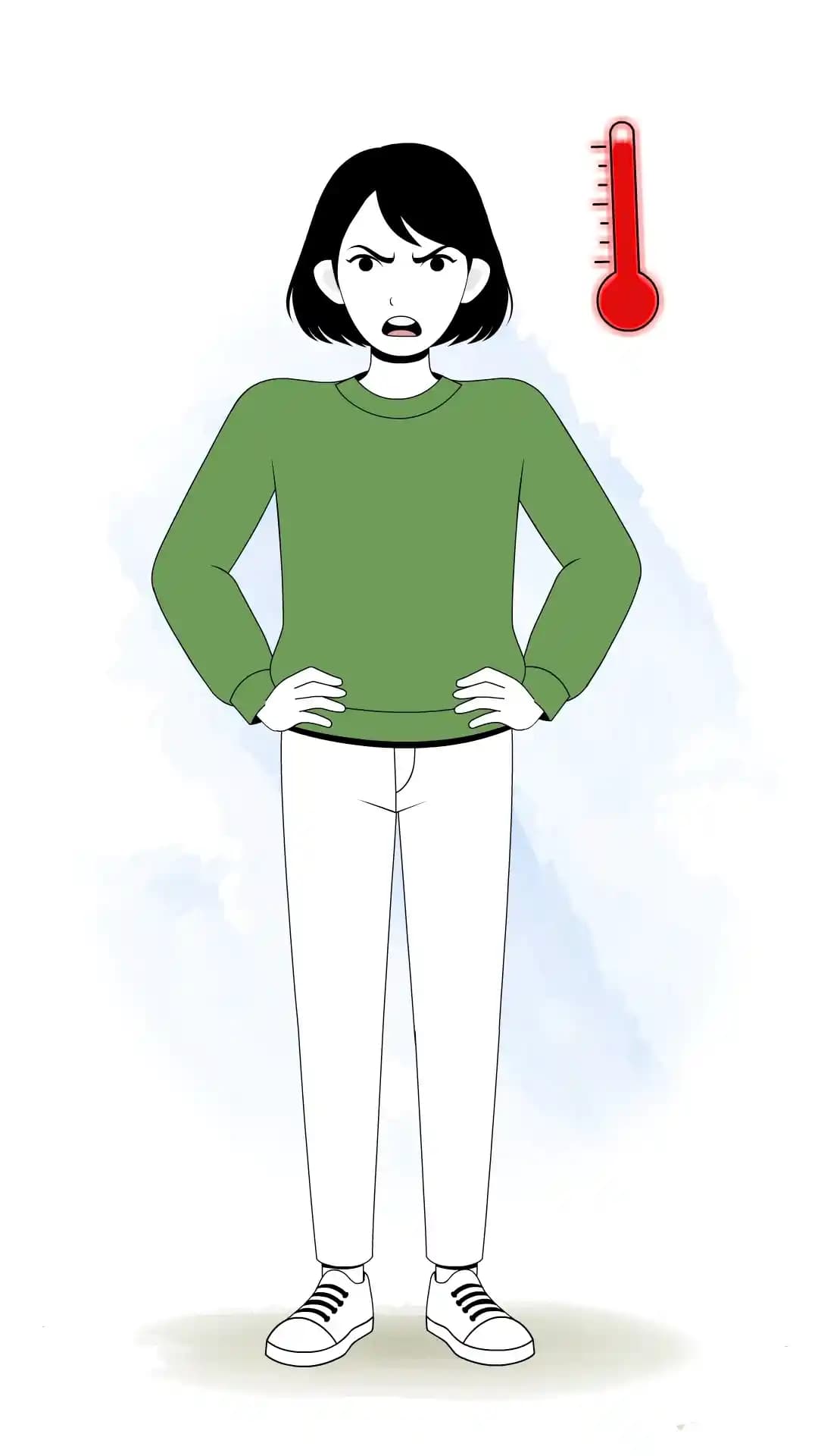 Young girl angry front animated vector cartoon character AKA Sinhari