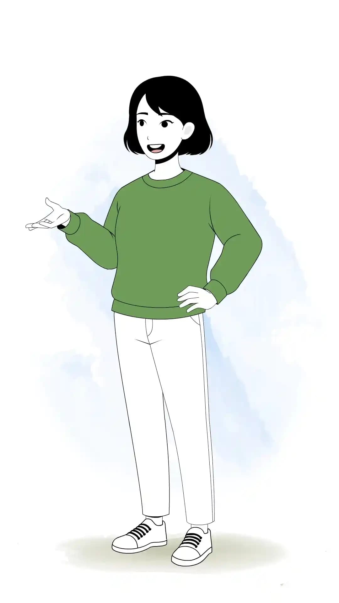 Young girl One third talking animated vector cartoon character AKA Sinhari