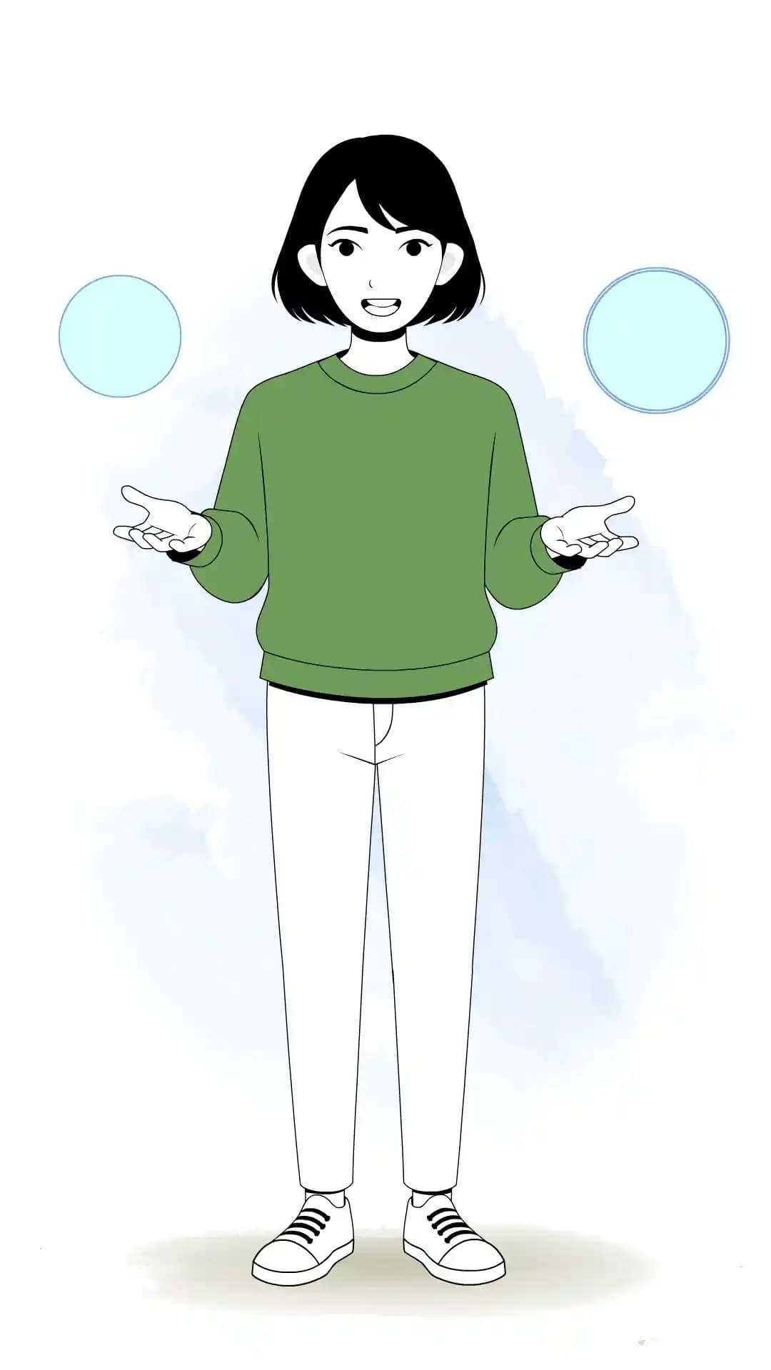 Young girl Front talking animated vector cartoon character AKA Sinhari