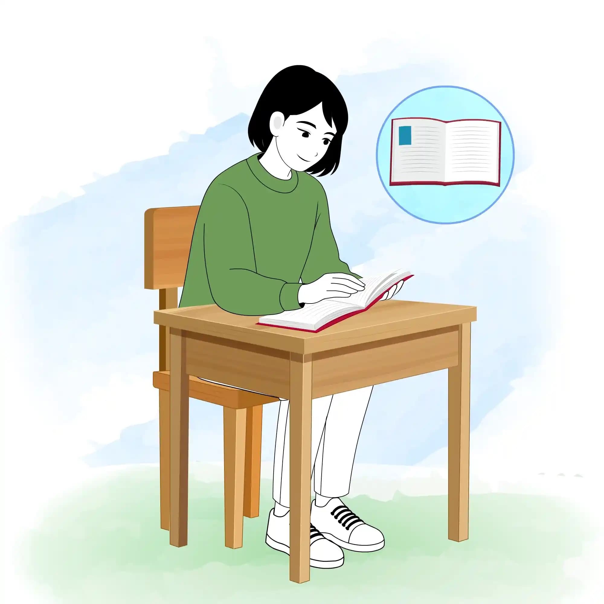 Young girl Reading pose animated vector cartoon character AKA Sinhari