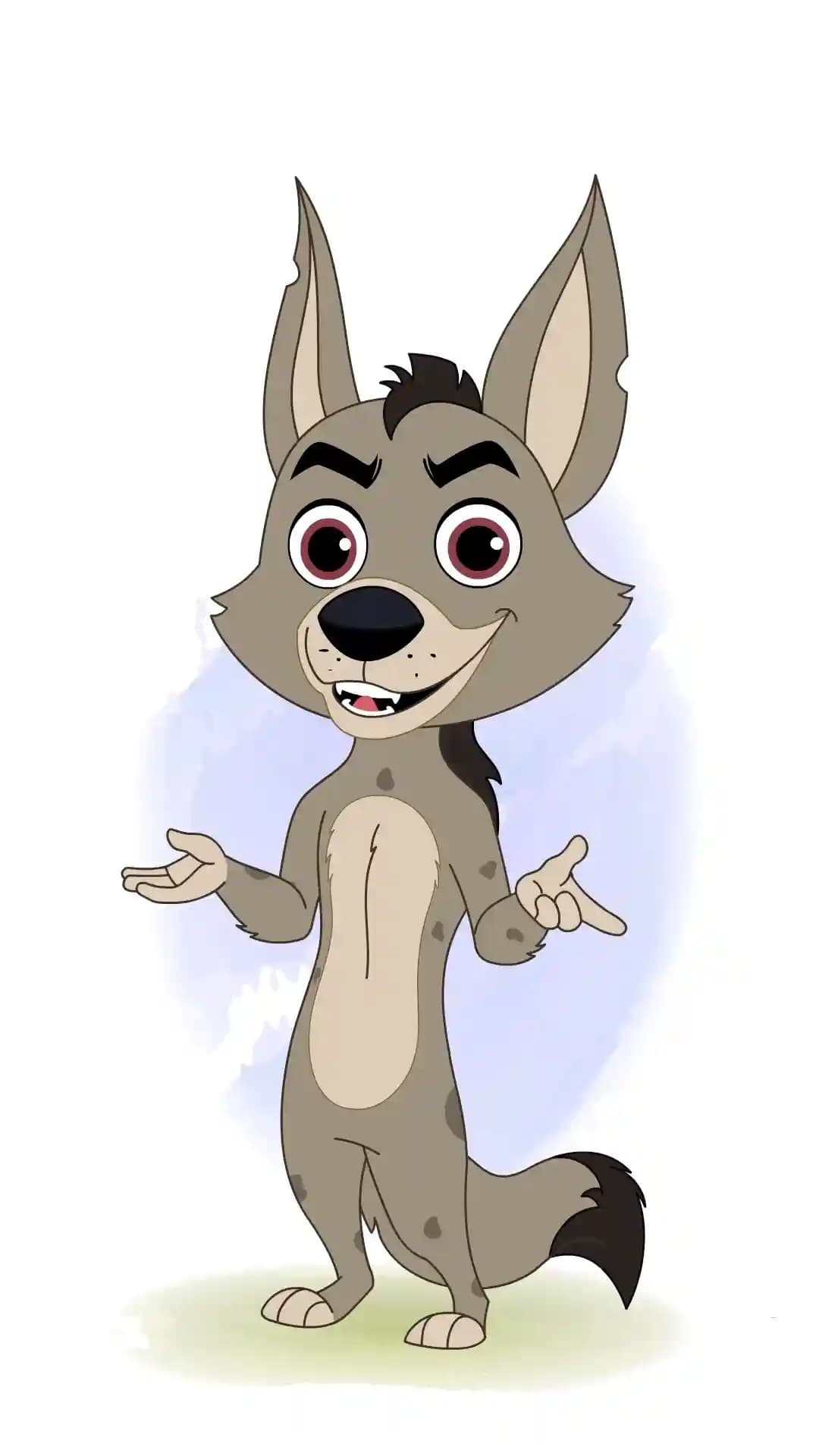 Hyena talking animated vector cartoon character AKA Nyx