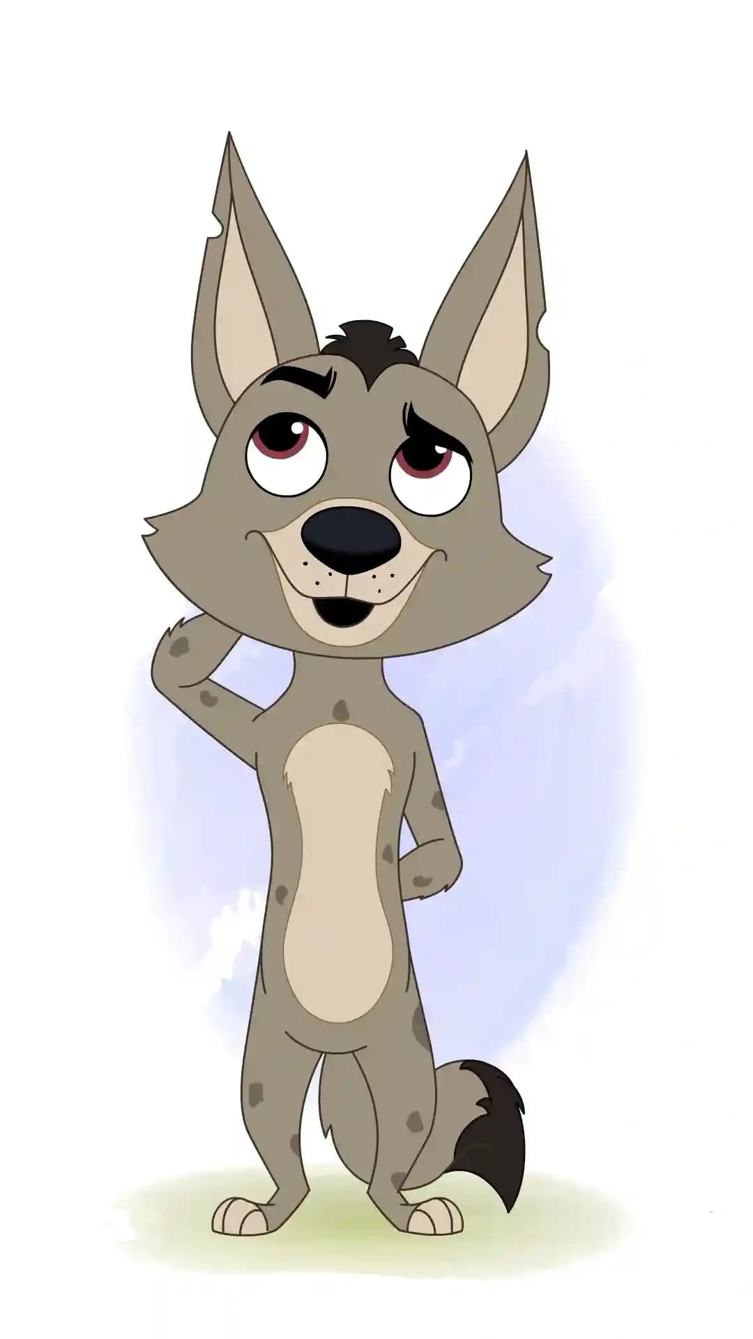 Hyena front confused animated vector cartoon character AKA Nyx