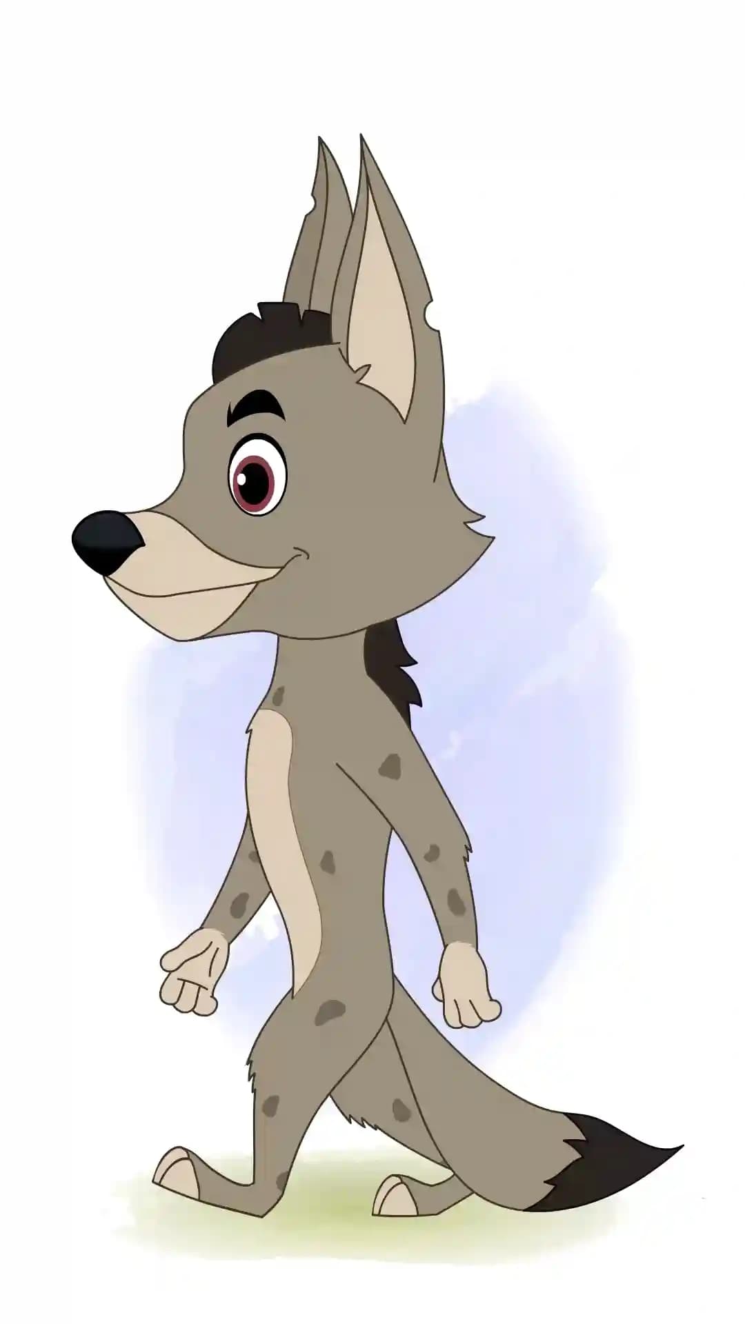 Hyena side walk animated vector cartoon character AKA Nyx