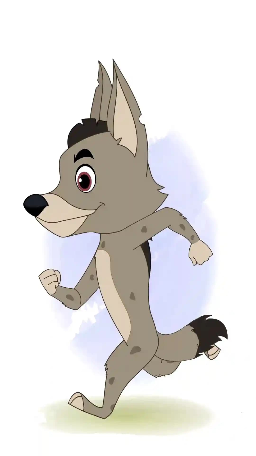 Hyena side run animated vector cartoon character AKA Nyx