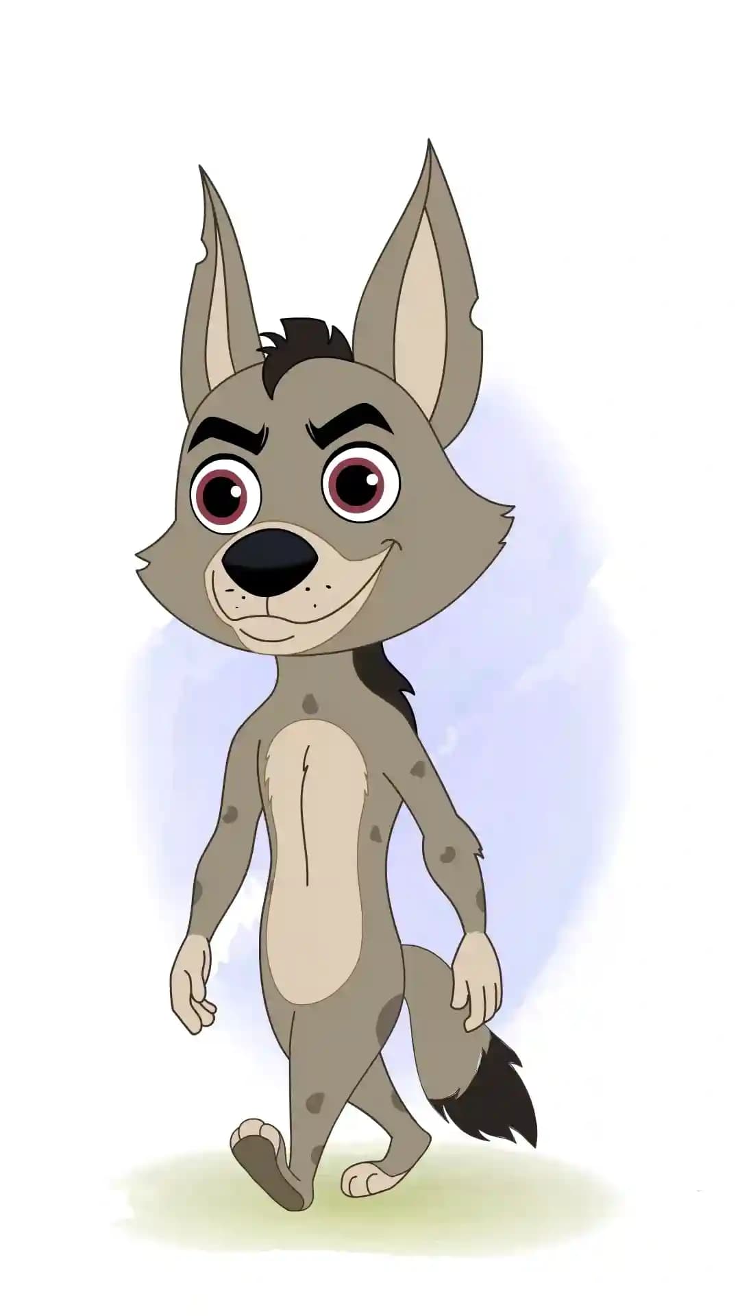 Hyena one third walking animated vector cartoon character AKA Nyx