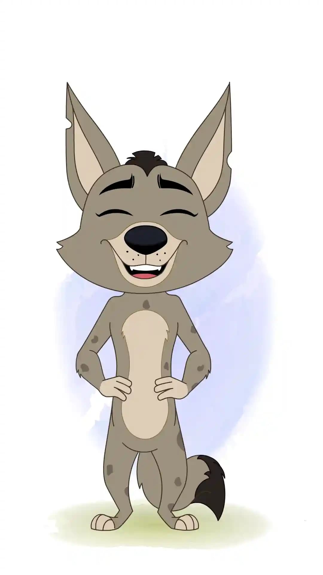 Hyena laughing animated vector cartoon character AKA Nyx
