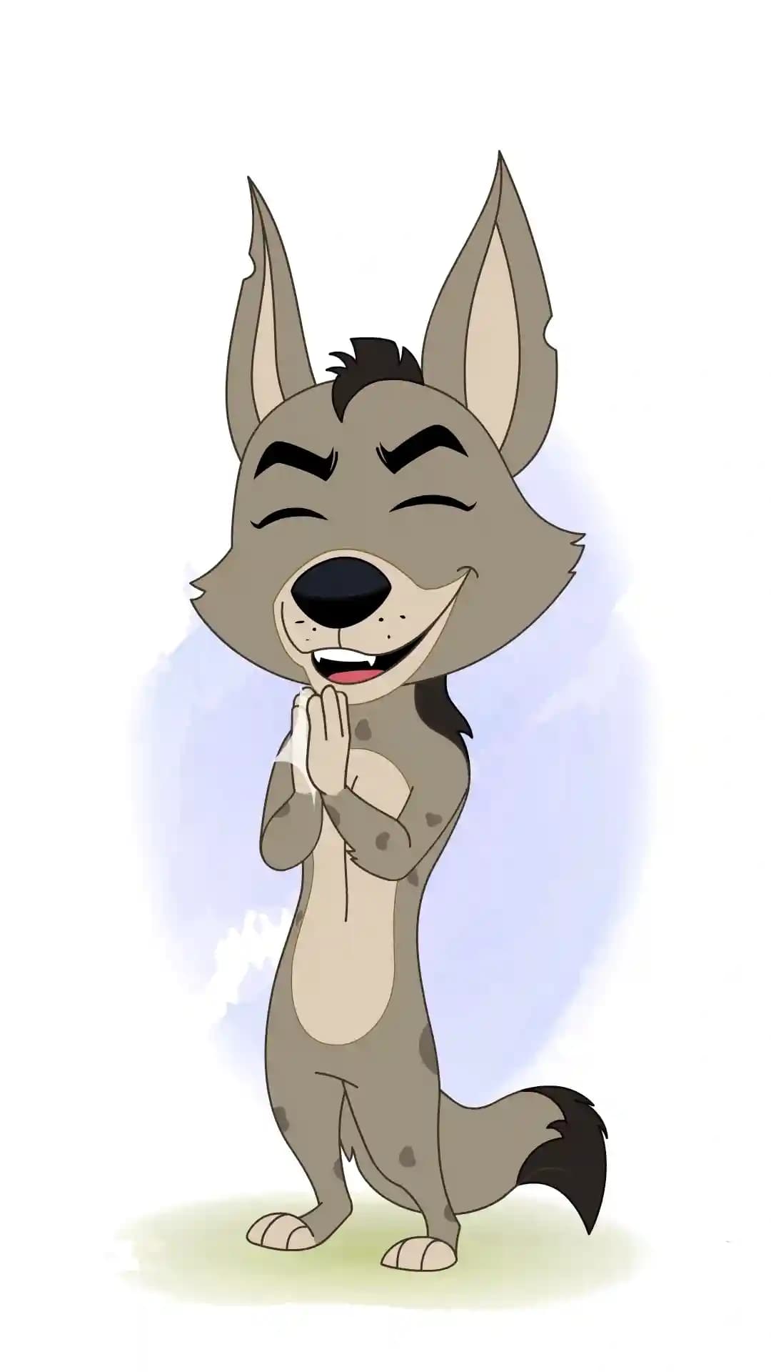 Hyena clapping animated vector cartoon character AKA Nyx