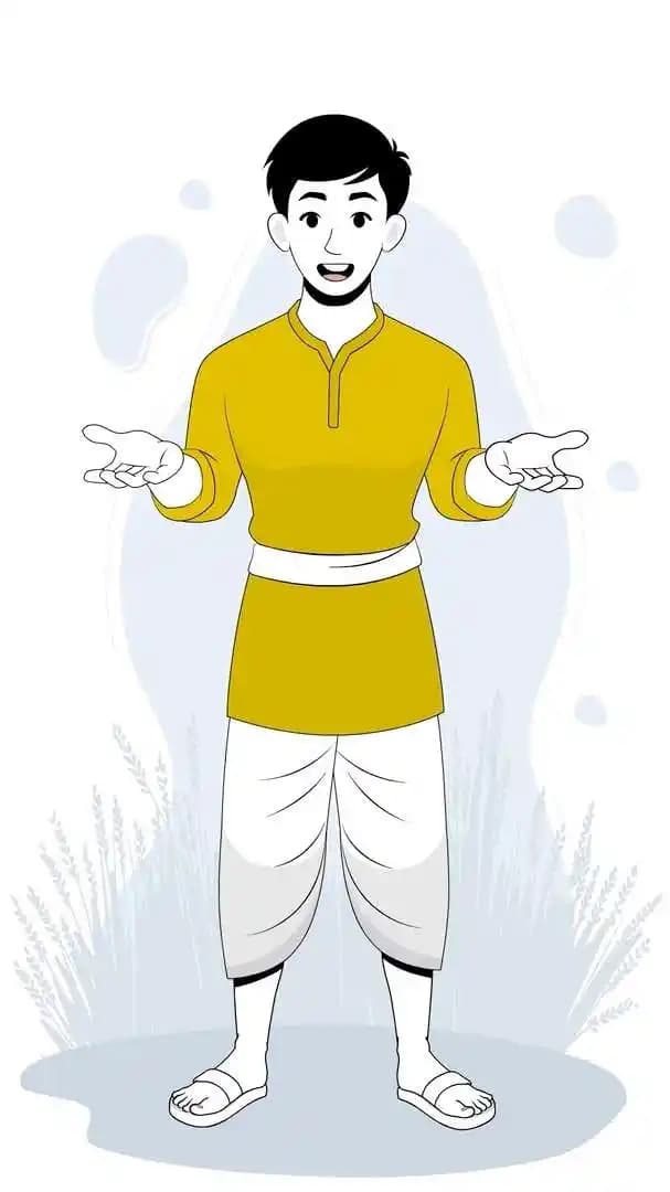 Indian village farmer animated character talking vector pose AKA Bhupender