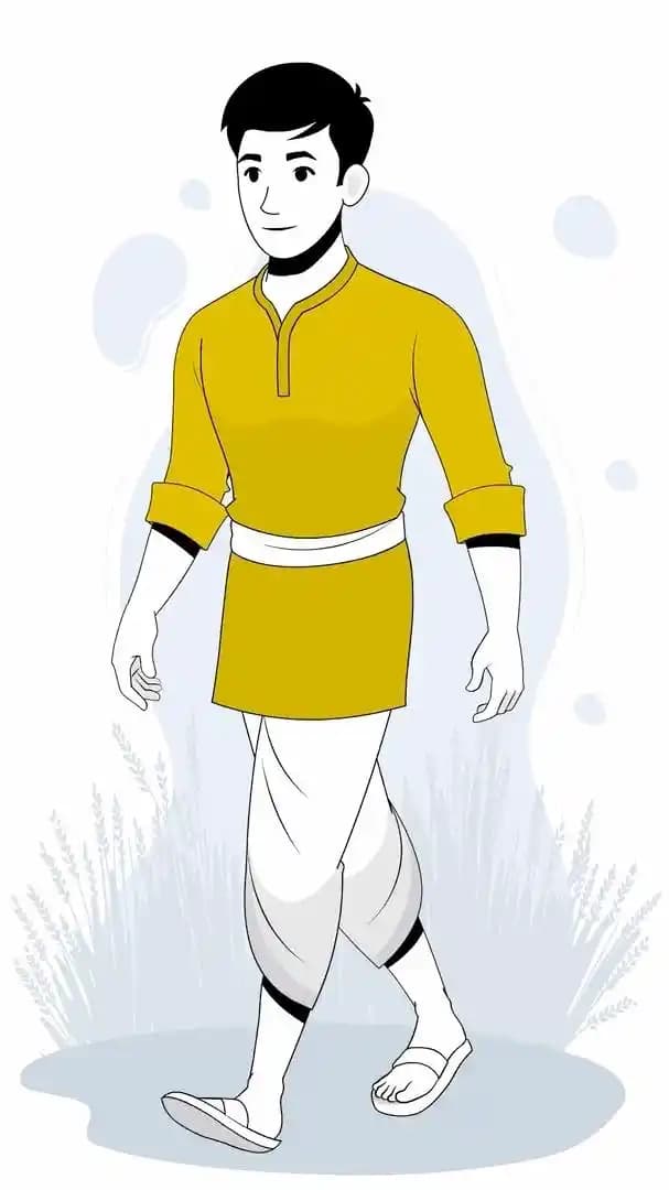 Indian village farmer animated character walk cycle vector pose AKA Bhupender