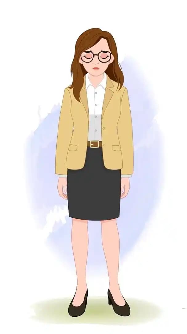 Female business character vector sad animated pose AKA Seraphina