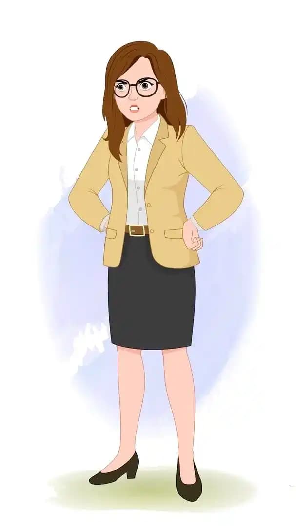 An angry female business character vector animated pose AKA Seraphina