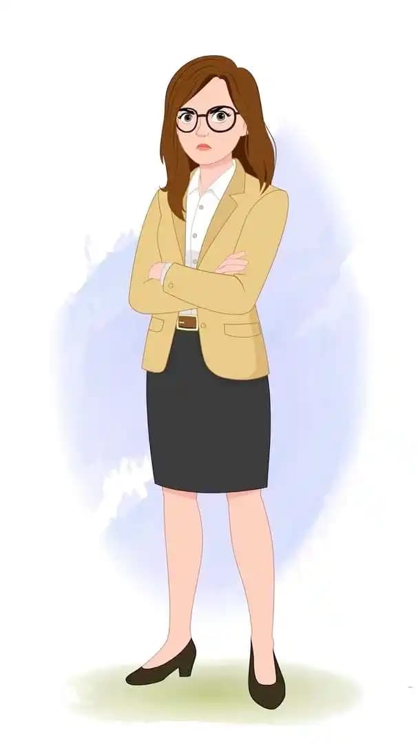 Female business character vector angry animated pose AKA Seraphina