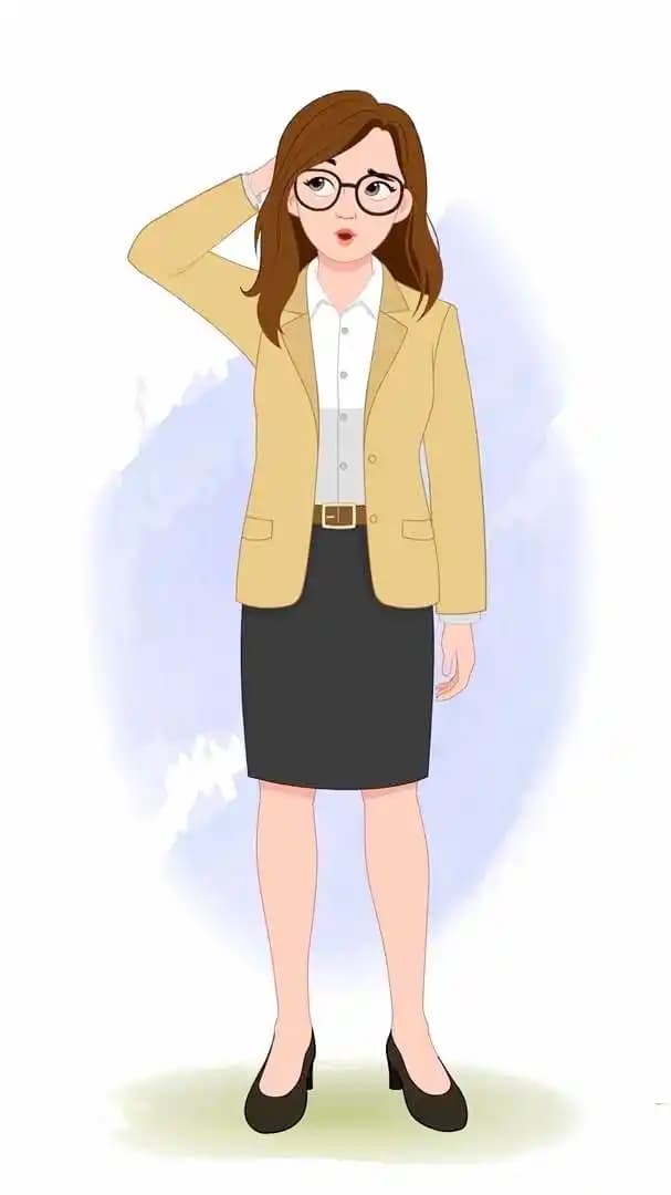 Female business character vector confused animation AKA Seraphina