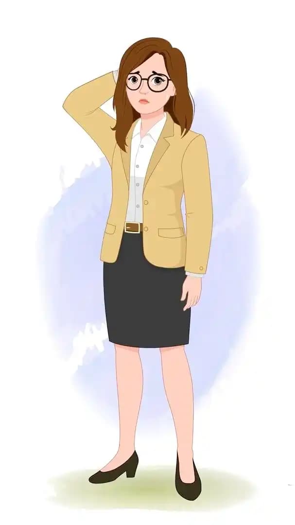 Female business character vector nervous animated pose AKA Seraphina