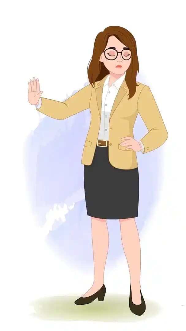 Female business character vector saying no animated pose AKA Seraphina