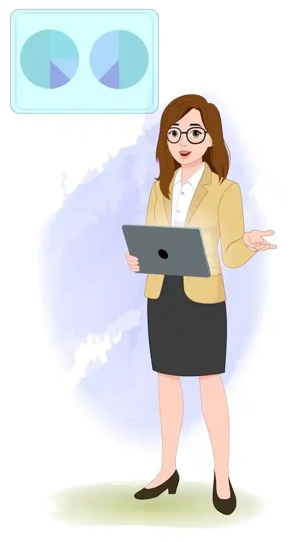 Female business character vector doing presentation animated pose AKA Seraphina