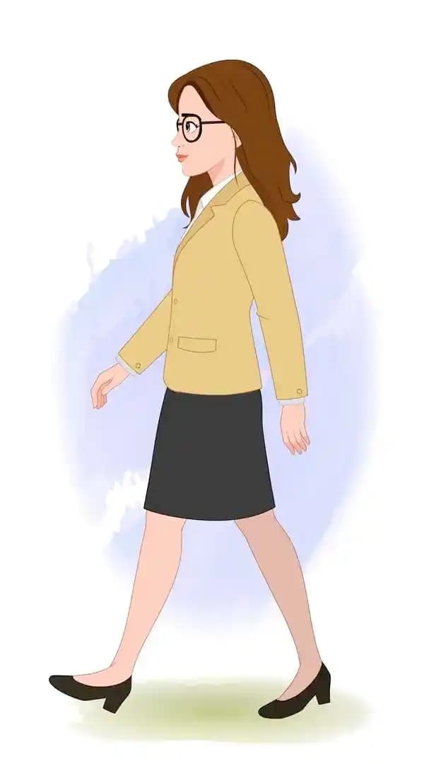 Female business character vector side walk cycle animated pose AKA Seraphina