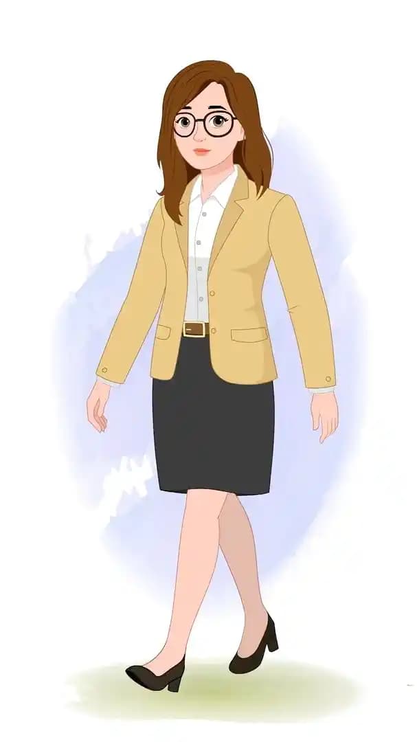 Female business character vector walk cycle animated pose AKA Seraphina
