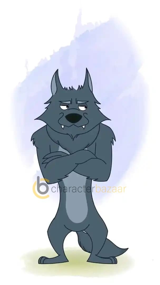 Cartoon character wolf annoyed animated vector pose AKA Hunter