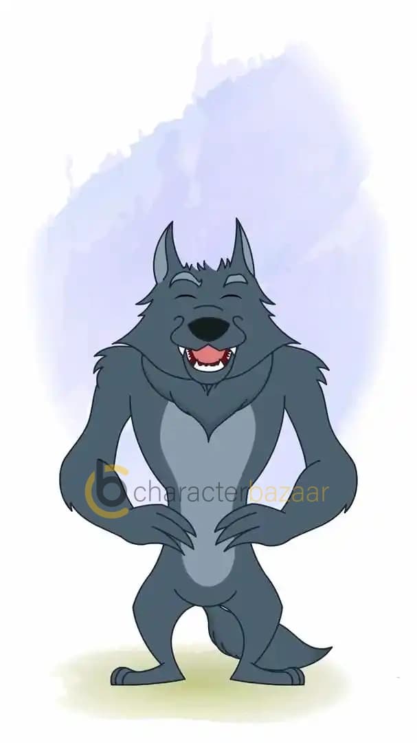 Cartoon character anthro wolf laughing animated vector pose AKA Hunter