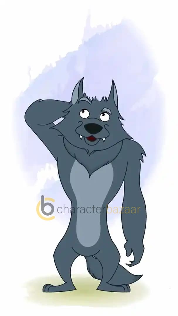 Cartoon character wolf confused animated vector pose AKA Hunter