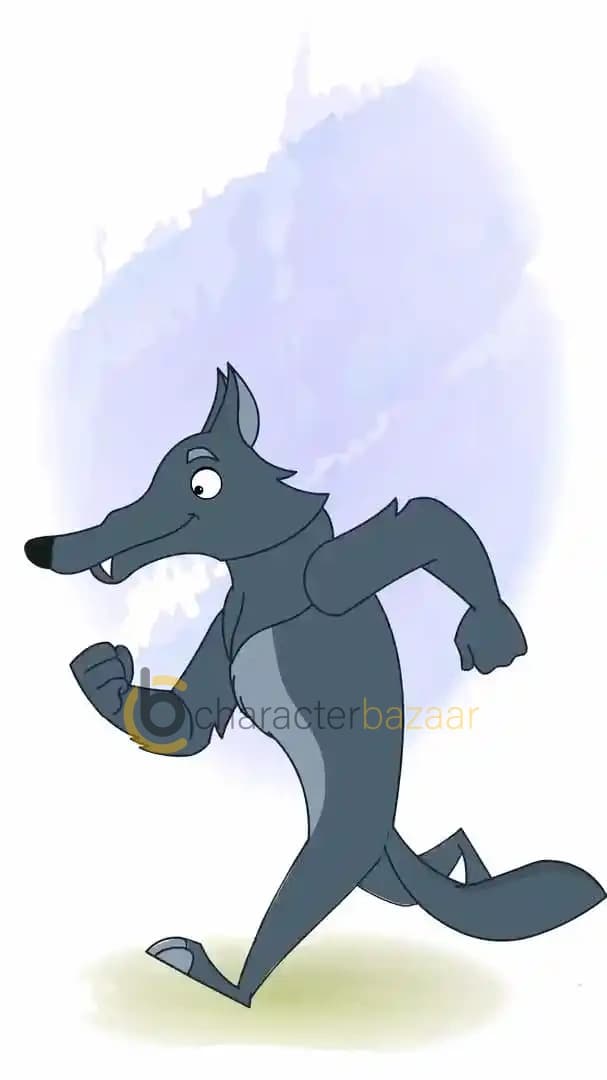 Cartoon character anthro wolf side run cycle animated vector pose AKA Hunter
